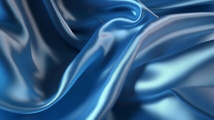 グラデーションが溢れる青い布の光沢のあるシルクのテクスチャー。デザイン用背景GenerativeAI