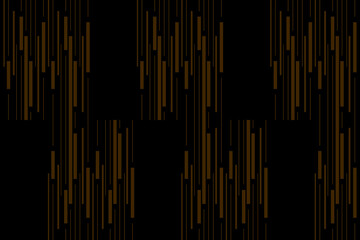 Vertical stripe of pattern. Design random lines gold on black background. Design print for illustration, texture, textile, wallpaper, background. Set 9