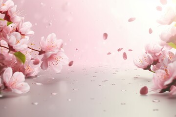cherry blossom falling pink background from generative ai