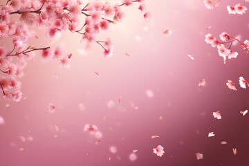 Obraz na płótnie Canvas cherry blossom falling pink background from generative ai