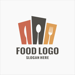 Fototapeta premium Food restaurant logo design. Abstract spoon, fork and knife concept