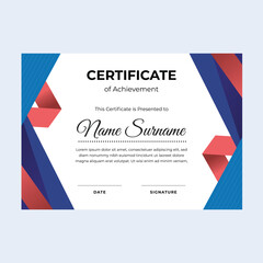 Origami blue certificate of achievement suitable for awards in corporate, personal business, and community