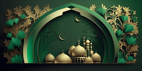 Ramadan Kareem Horizontal Banner. generative AI