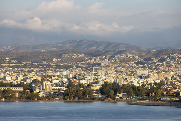 Modern Cityscape on the Sea Coast. Limassol, Cyprus. City Buildings