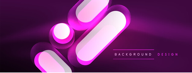 Neon circle abstract background. Template for wallpaper, banner, presentation, background