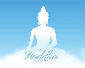 happy vesak traditional background with lord buddha silhouette