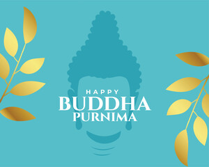 happy buddha purnima religious background with golden leave design