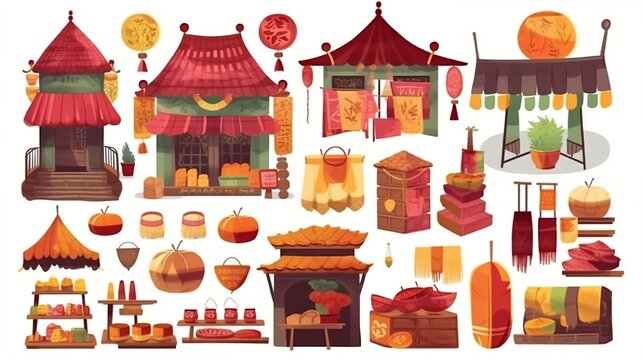 set of images of chinese style countries