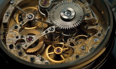 Vintage watch restoration includes delicate repair of watch gears Creating using generative AI tools