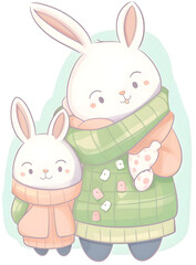 Obraz premium Mama Rabit and baby painting