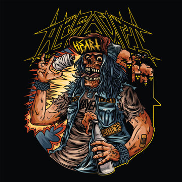 thrash metal skull With Text illustration