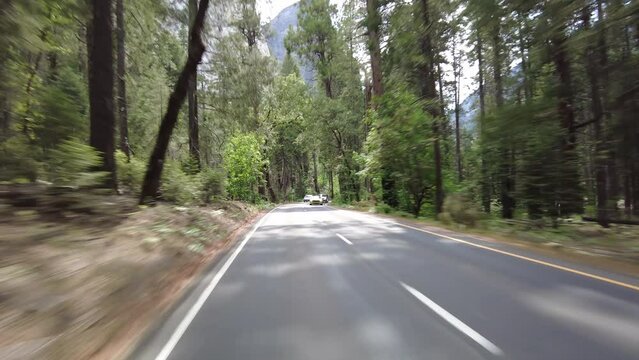 Yosemite Valley Rear View 2 Southbound 04 Bridalveil Fall to El Capitan Road Driving Plate California USA World Heritage Site