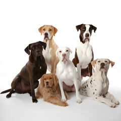 group of dogs, pictorial, portrait, created using generative AI.