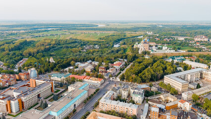 Ryazan, Russia. Cathedral street. Ryazan Kremlin - The oldest part of the city of Ryazan, Aerial View