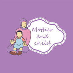 mother and child smiling while sitting and child on mother's lap
