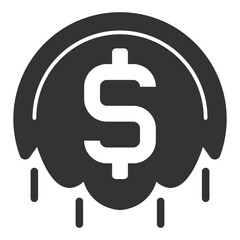 The dollar is melting, there are discounts  - icon, illustration on white background, glyph style