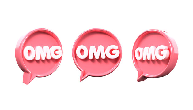 Bold and colorful OMG bubble speech design for online communication. Featuring eye-catching typography, used in messaging, social media, and emails  pink, white colors