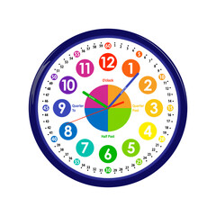 Telling Time Teaching Clock, Learning Clock for Kids, Educational Wall Clock, Kids Room Wall Clock.