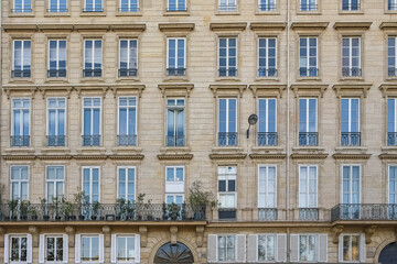 Paris, beautiful facades in the 7e arrondissement, quai Voltaire, near the Seine

