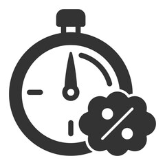 Stopwatch and percentage cloud  - icon, illustration on white background, glyph style