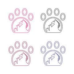 Line art paw horse , cat and dog animal logo design