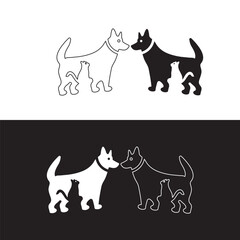 Cat and dog animal vector logo design