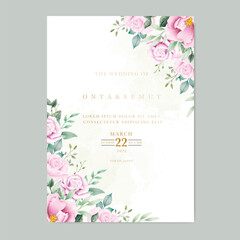 beautiful floral roses wedding invitation card 