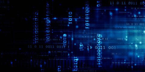 2d illustration abstract digital binary data on computer screen