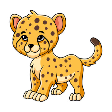 A cute cartoon cheetah walking