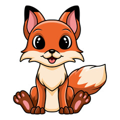 Cute baby fox is sitting