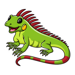 Cute iguana cartoon posing with smile