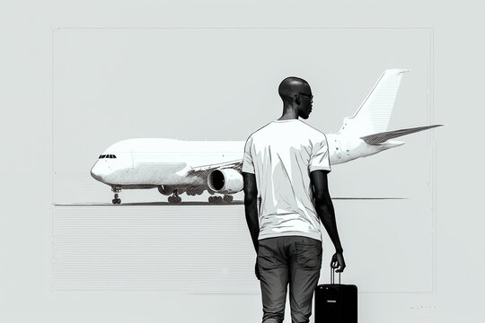 Homme allant prendre l'avion pour un voyage en jet priv&eacute; - G&eacute;n&eacute;rative iA
