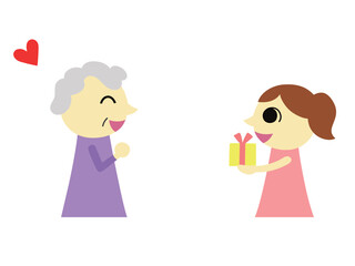 祖母にプレゼントを渡す女の子1