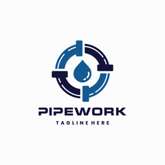 pipe logo in circle construction concept