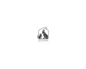 Dog and cat logo design template vector, line of pet logo design suitable for pet shop, store, caffe, business, hotel, veterinary clinic, Domestic animal vector illustration logotype, sign, symbol.
