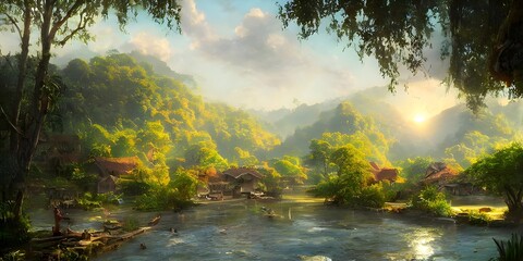 Obraz premium sunset in the forest