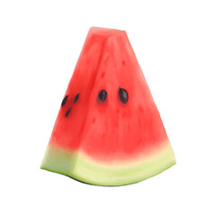 watermelon slice with style hand drawn digital painting illustration