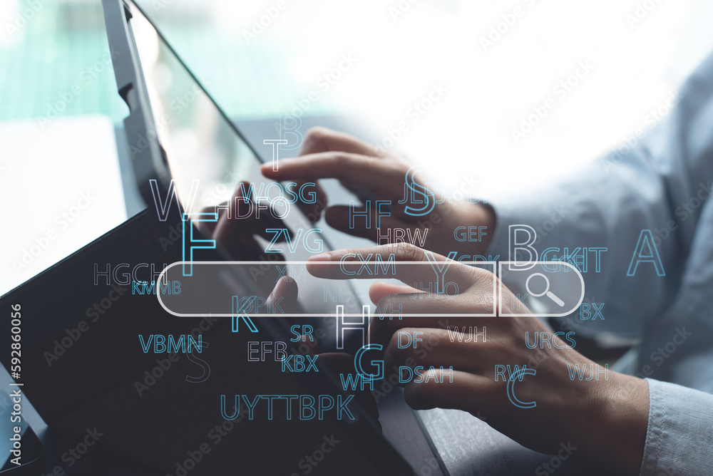 Aufkleber searching browsing internet data information with search bar. search engine optimization seo network