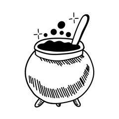 Witch cauldron  line art