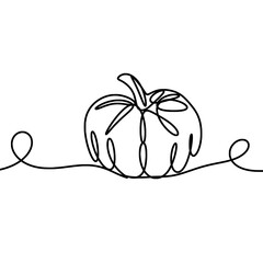 Pumpkin one line art drawing 