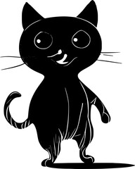 Cute cat silhouette, Beautiful kittie shape, isolated vector image.