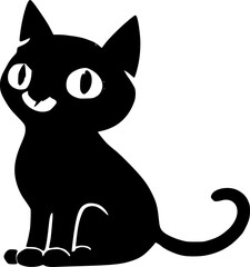 Cute cat silhouette, Beautiful kittie shape, isolated vector image.