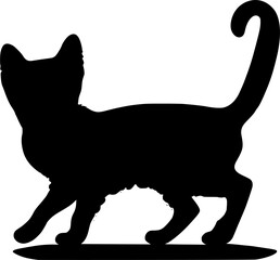Cute cat silhouette, Beautiful kittie shape, isolated vector image.
