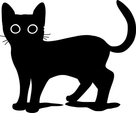 Cute cat silhouette, Beautiful kittie shape, isolated vector image.