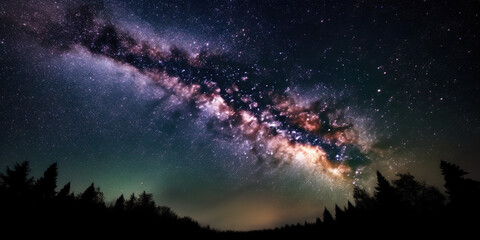 Fototapeta na wymiar Cosmic sky, starry night background, Generative AI