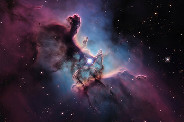 Obraz na płótnie Canvas Nebula galaxy sky background, Generative AI