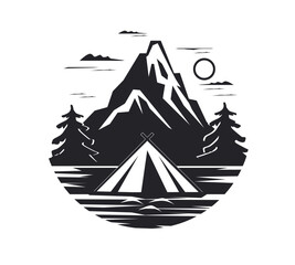 Vector illustration of mountain and outdoor adventures logo