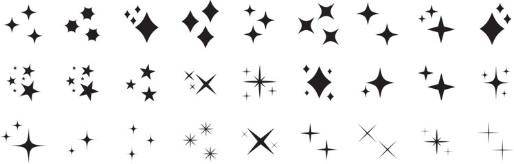 Stars set icons.Shine icons. Christmas vector symbols isolated.Sparkle star icons.