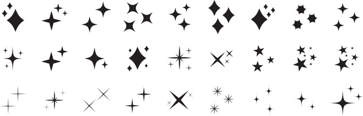 Obraz premium Stars set icons.Shine icons. Christmas vector symbols isolated.Sparkle star icons.