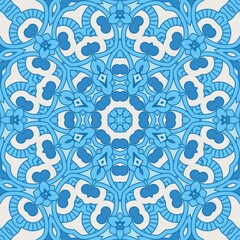 Fototapeta premium Abstract Pattern Mandala Flowers Art Colorful Blue Sky Turquoise 26